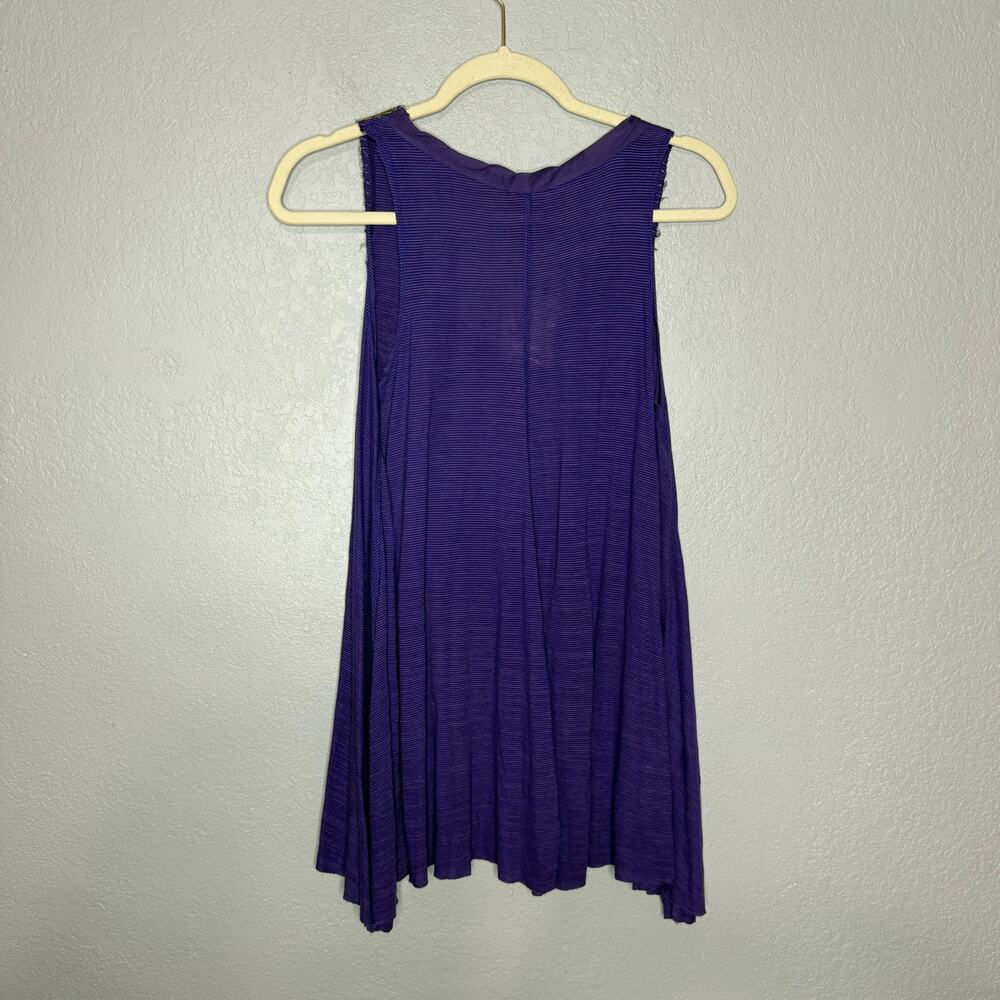 Y2K Free People Women's Purple Sequin Shark Bite Hem Tank Top Size Large - Picture 2 of 9